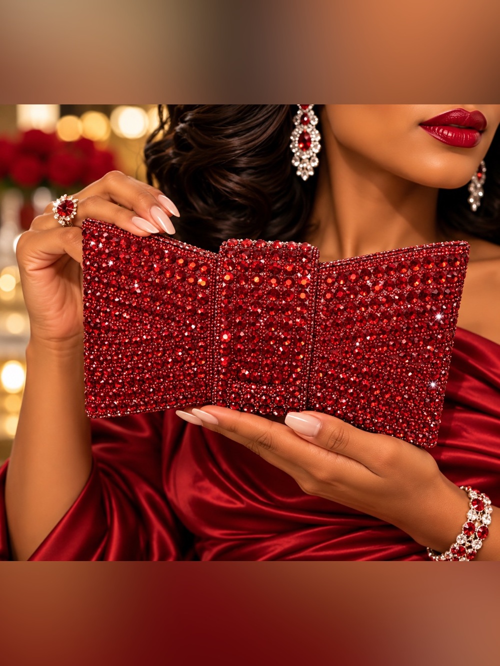 Pave Stone Bow tie Clutch bag